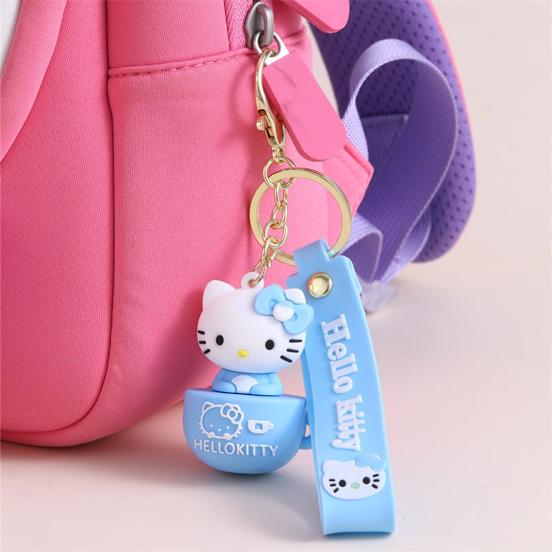 Llavero de gatito de dibujos animados, colgante para bolsos y mochilas, hecho de goma suave con acabado chapado