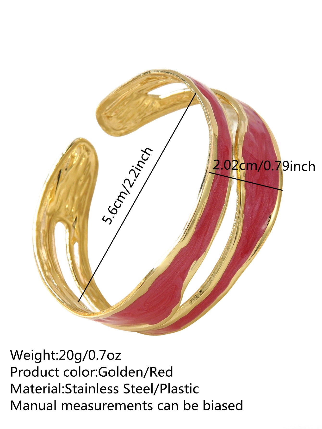 Elegante Pulsera Abierta de Lujo Floral con Esmalte de Aceite de Acero Inoxidable y Titanio con Cereza