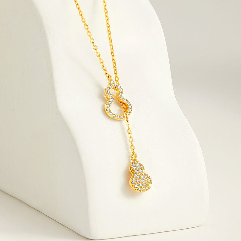 Minimalist Geometric Titanium Steel Necklace with Gold-Plated Copper Pendant and O-Chain for Women
