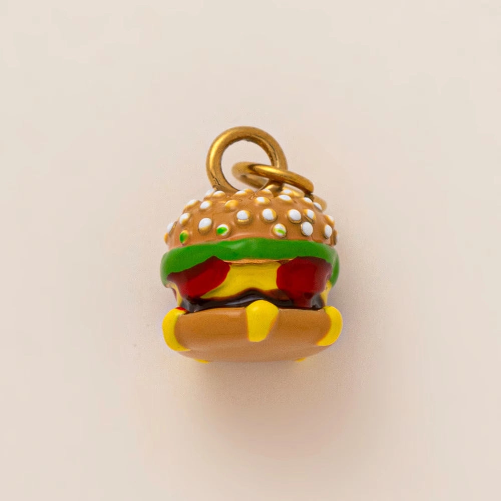 Vintage Stainless Steel PVD Gold Plated Mushroom Pendant Charm Bar