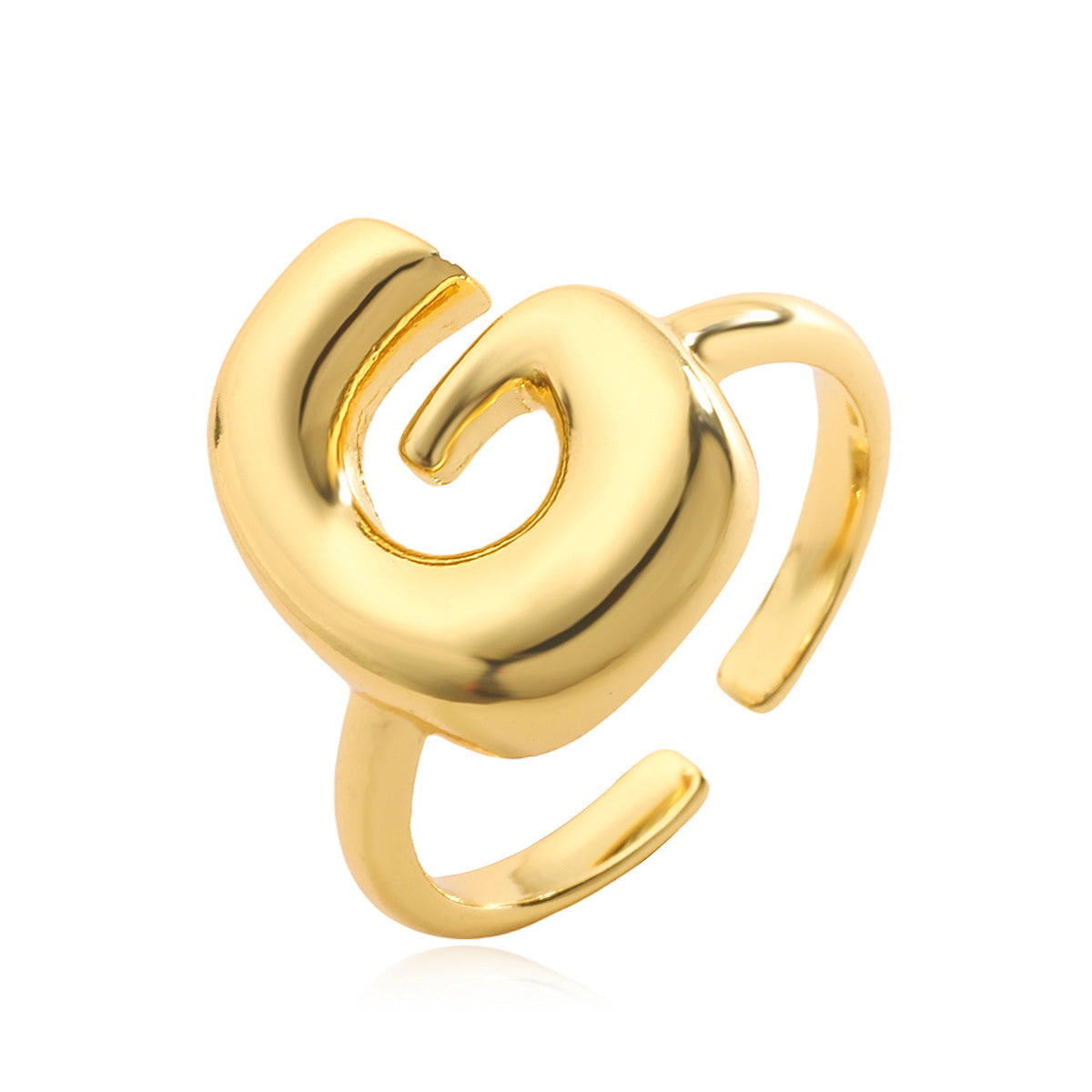 Anello da donna minimalista a lettera geometrica in rame placcato oro 18 carati con fascia aperta regolabile