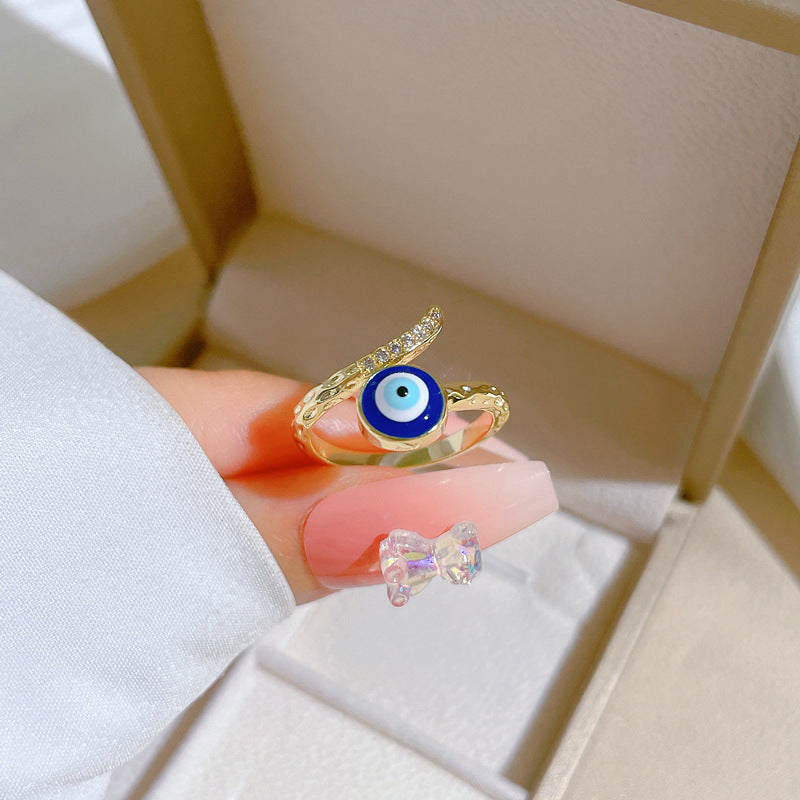 Adjustable Crown-Shaped Rhinestone Ring for Women Brass Plated Cartoon Fresh and Sweet Style