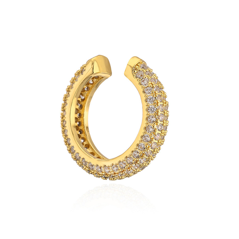 Minimalist U-Shaped Ear Clips for Women Made of Brass with Micro-Pavé Zirconia