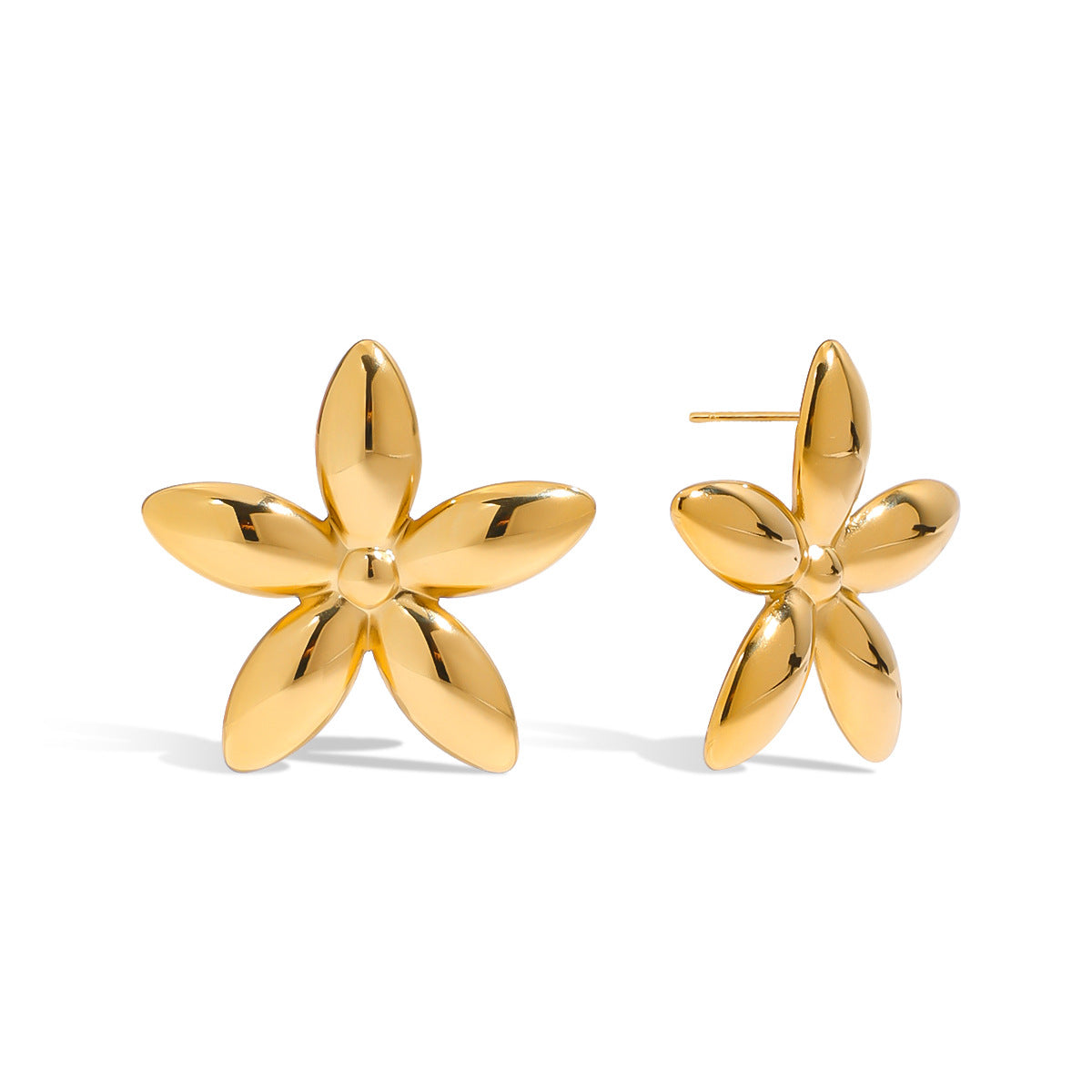 Elegant Floral Geometric Plated Stainless Steel Stud Earrings for Women