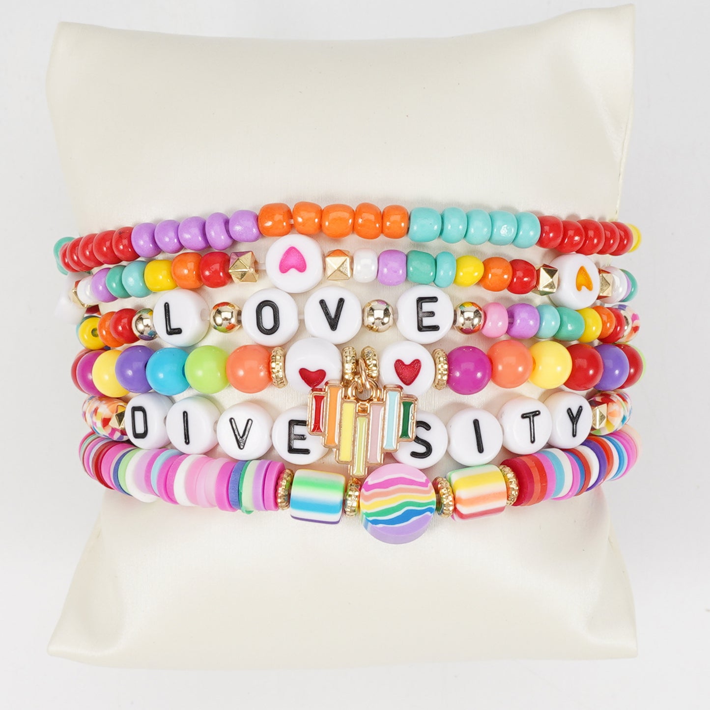 Bohemian Vintage Heart Shape Glass Pendant Multi-layer Bracelet for Women