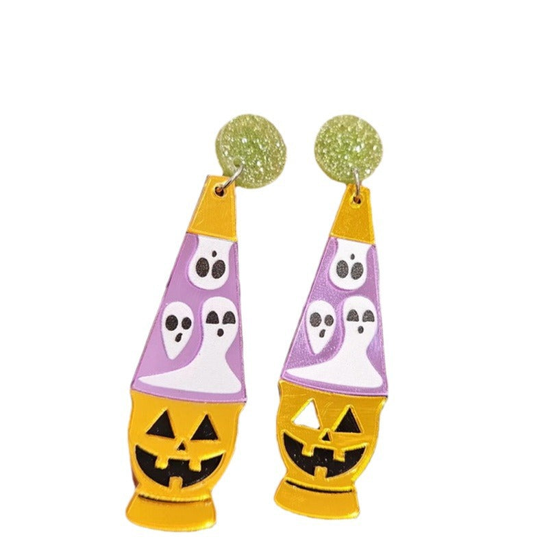 Pendientes acrílicos de Halloween con diseño de fantasma, personaje de dibujos animados y detalles estampados para mujer