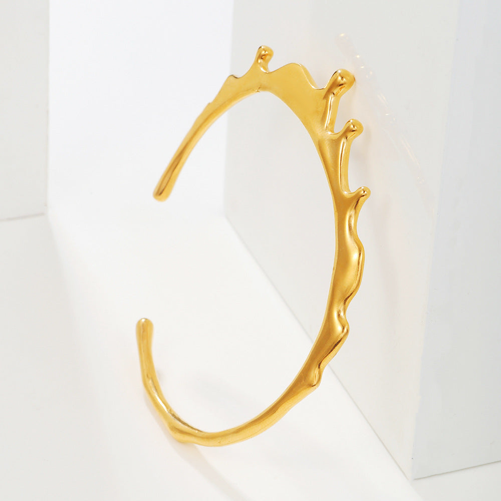 Minimalist Gold Plated Geometric Teardrop Titanium Steel Bracelet