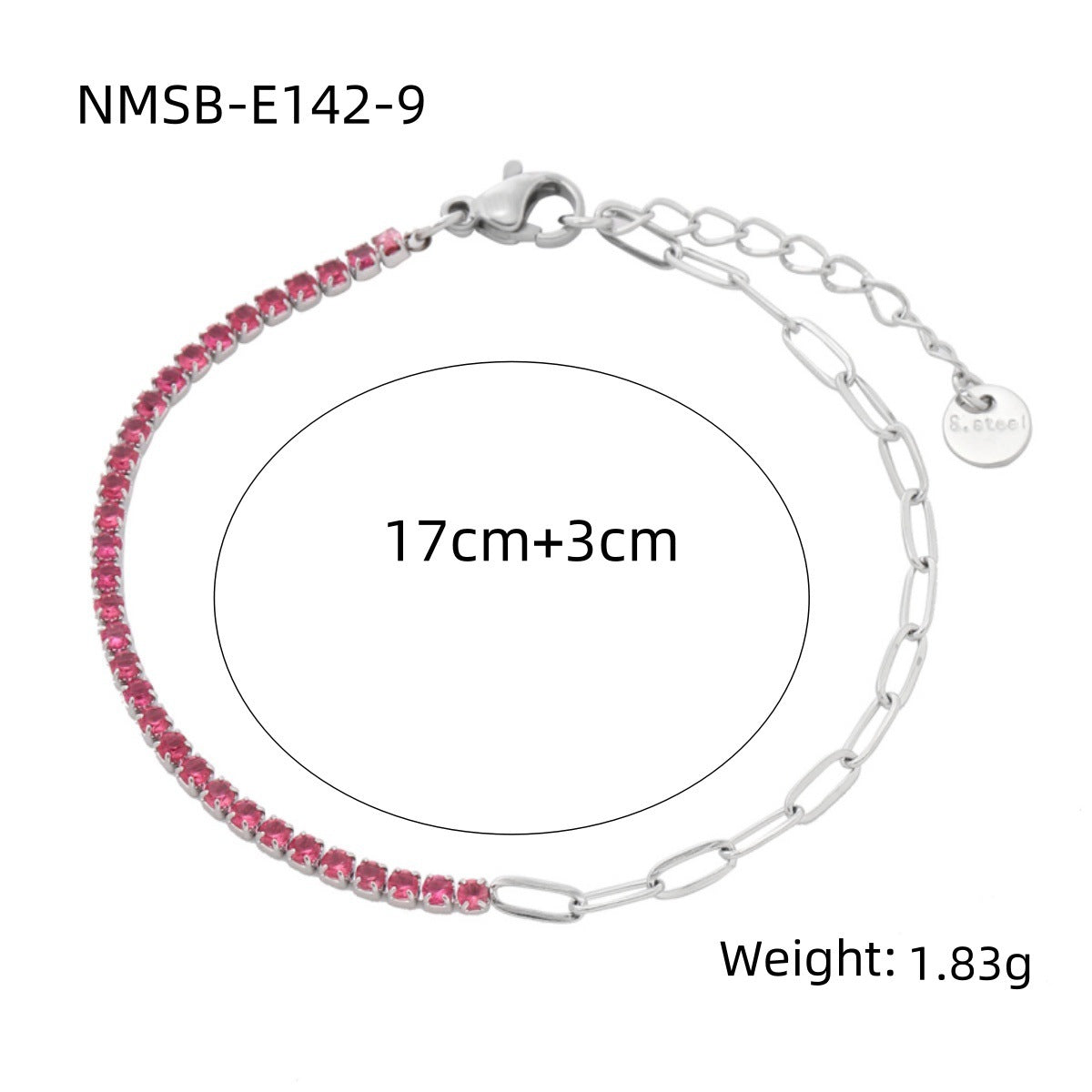 Pulsera geométrica de arcoíris de moda con diamantes de imitación para mujer, de acero de titanio con acabado chapado y delicado diseño de cristales de hilera completa