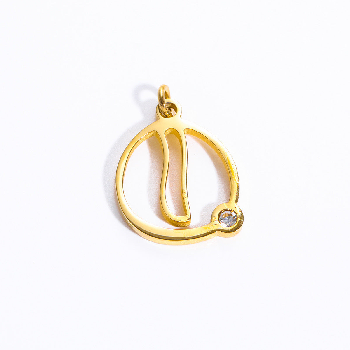 Sweet Stainless Steel Letter Pendant Necklace with Pearl and Cubic Zirconia