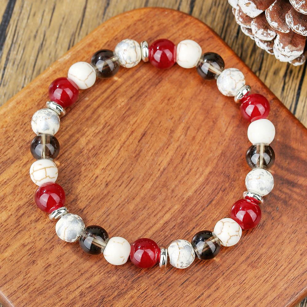 Handmade Round Geometric Crystal Beaded Bracelet 8mm Unisex