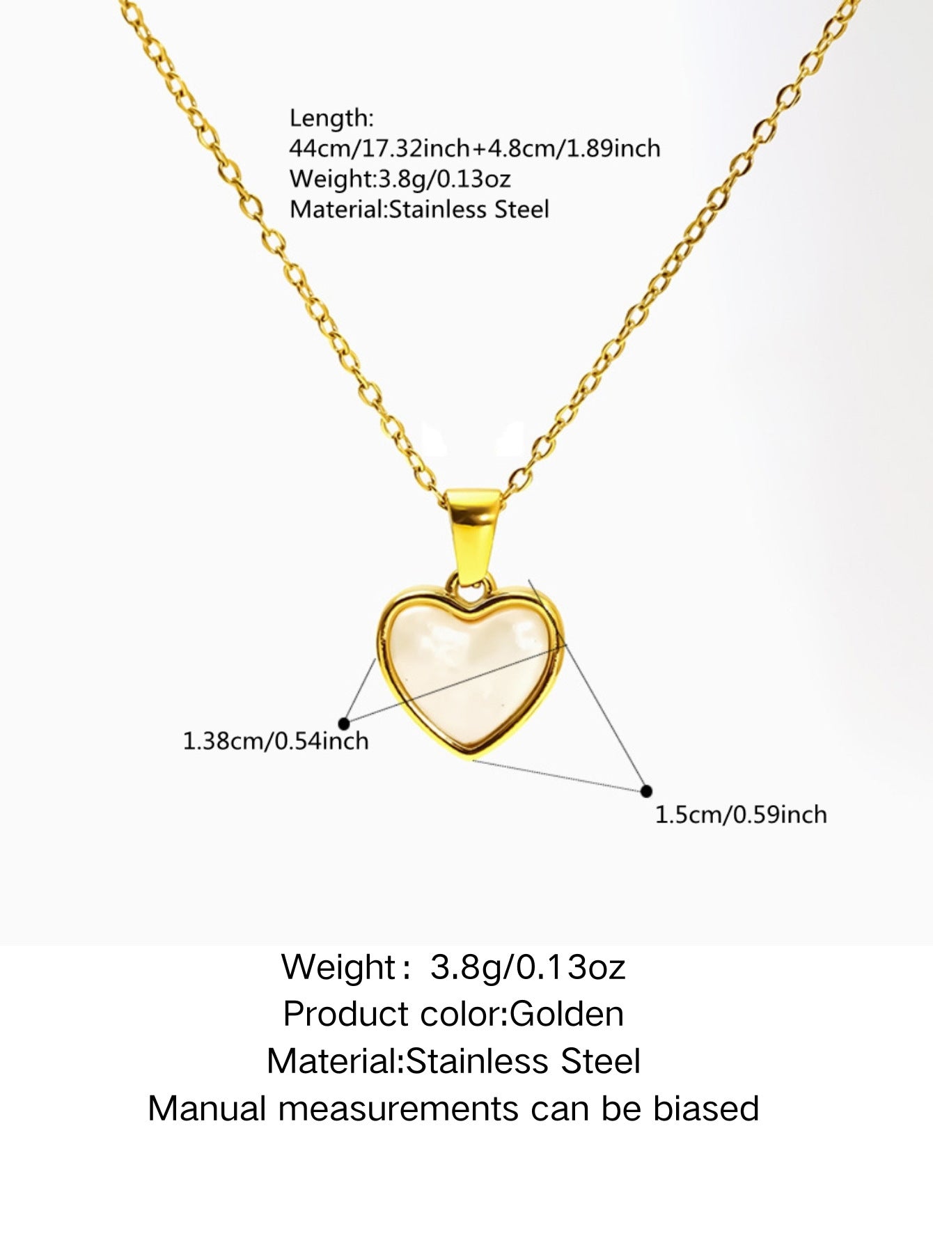 Luxury 18K Gold Plated Heart Stainless Steel Necklace for Women