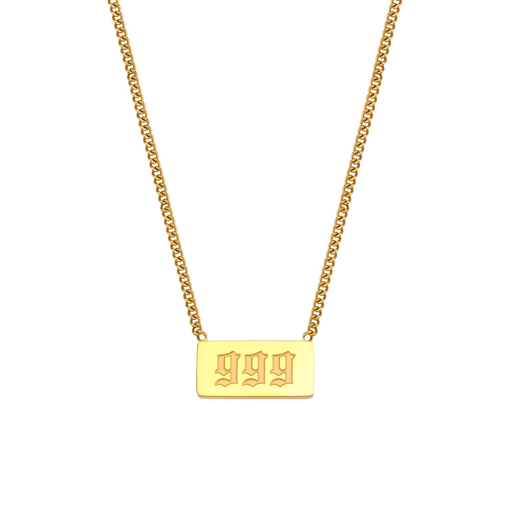 Minimalist Angel Number Pendant Necklace in Stainless Steel with Plated Finish for Women