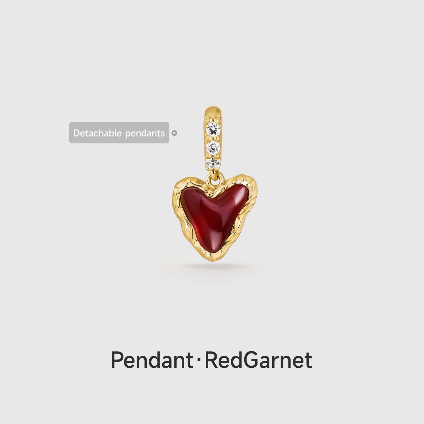Ciondolo/Charm a Barra in Ottone Vintage Placcato Oro 14K a Forma di Cuore con Zirconi Cubici