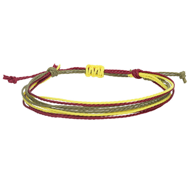 Bohemian Sweet Handmade Braided Wax Cord Bracelet U Shape Unisex Lucky Charm