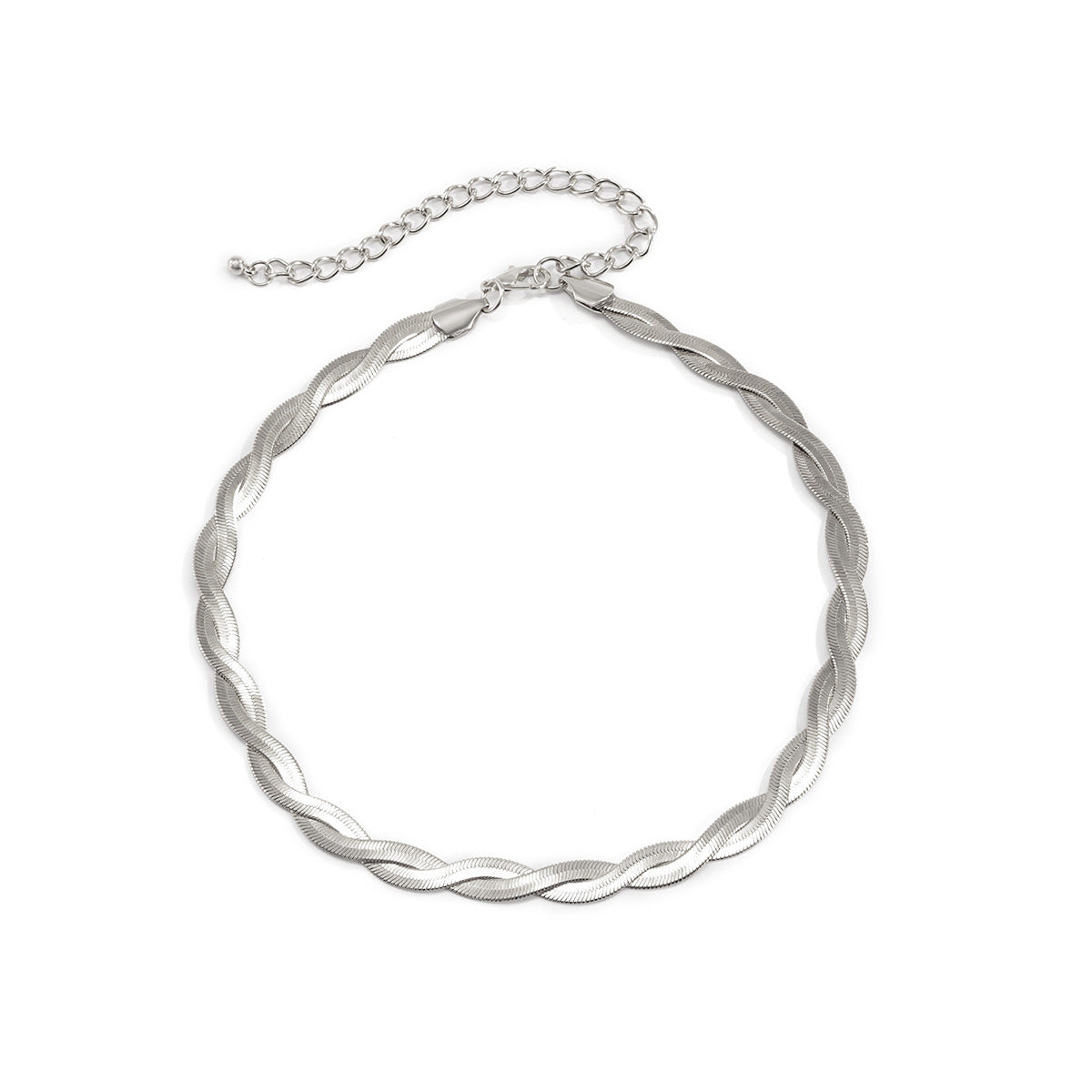 Collana girocollo da donna con catena a serpente intrecciata geometrica minimalista con ciondolo in rame galvanizzato e lega