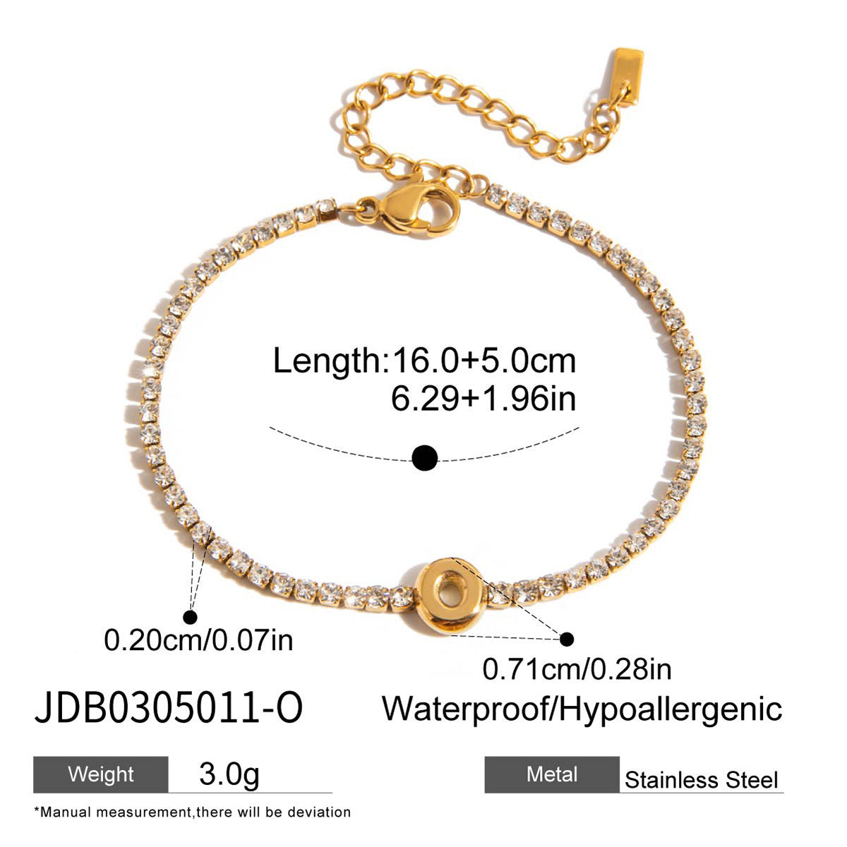 Elegant Geometric Stainless Steel Letter Bracelet for Women with Plating Finish, Hypoallergenic Titanium Steel Jewelry