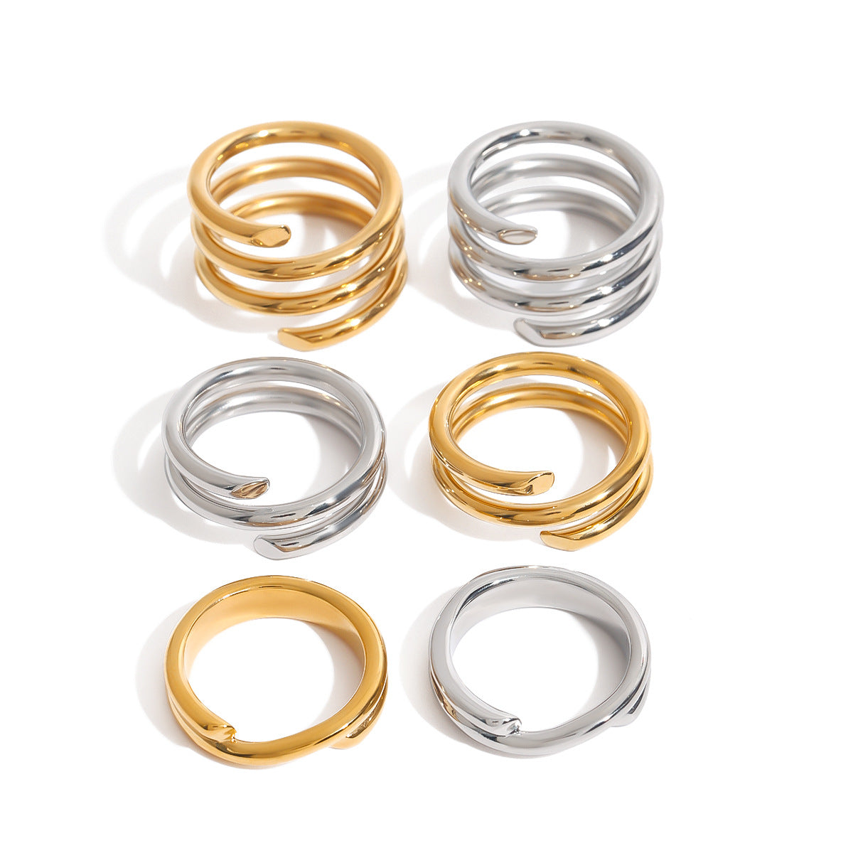 Minimalist Geometric Plated Stainless Steel Ring for Women
