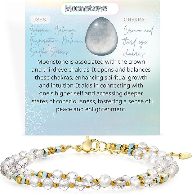 Geometric Natural Stone Crystal Beaded Bracelet Unisex Handmade Jewelry