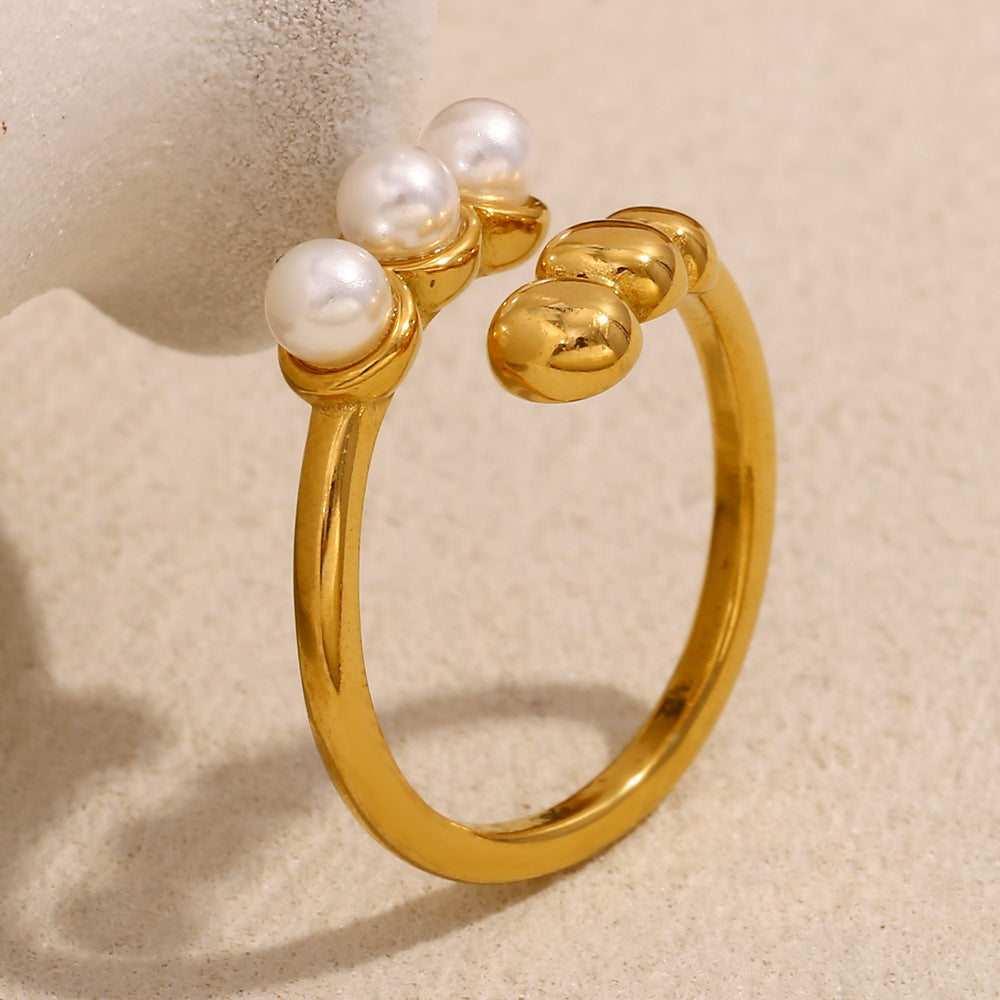 Anello da donna in acciaio inossidabile placcato oro 18 carati con geometria alla moda, gioielli minimalisti in stile francese