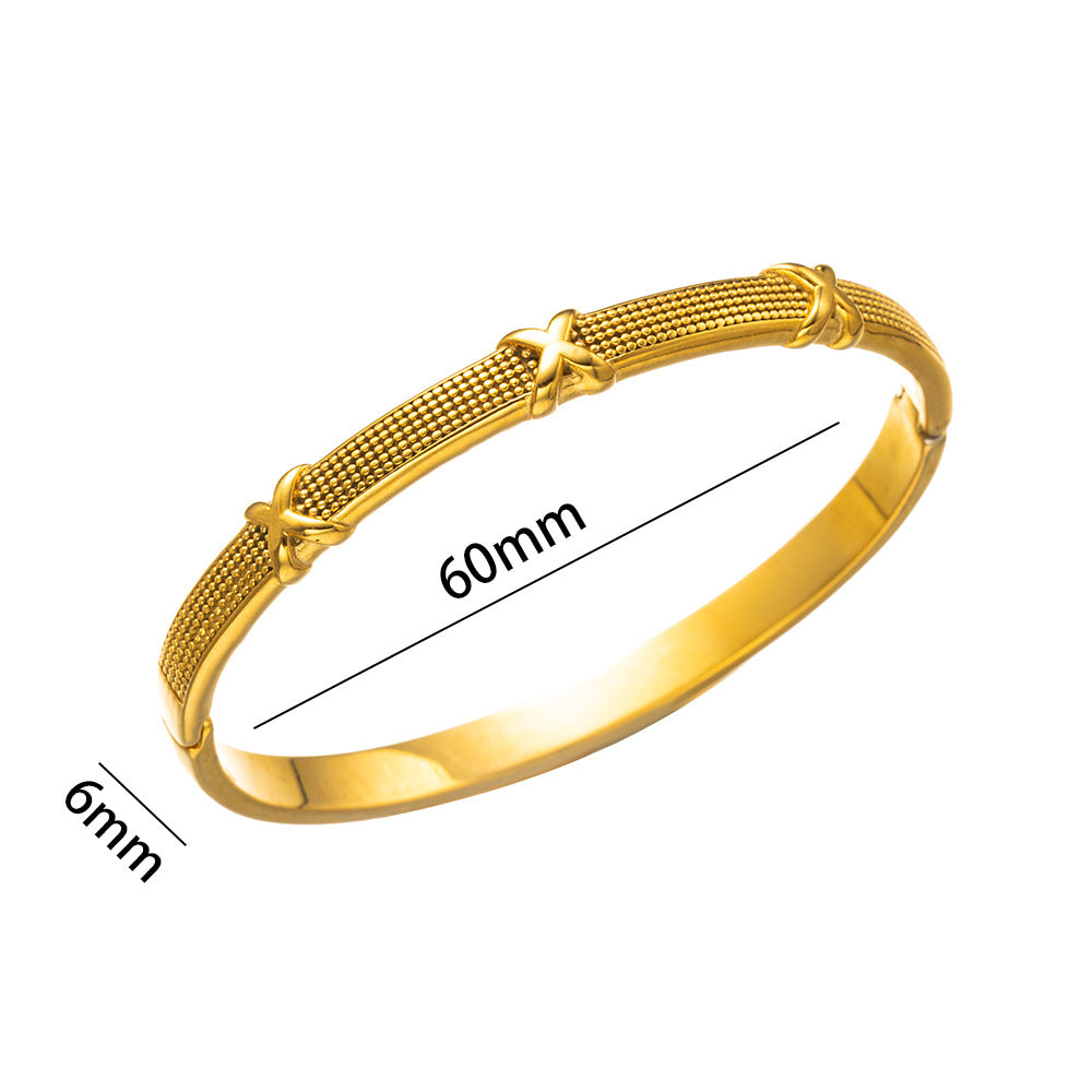 Minimalist Titanium Steel Bracelet with Vacuum Electroplated Smooth Finish Geometric Oval Shape Hypoallergenic Jewelry