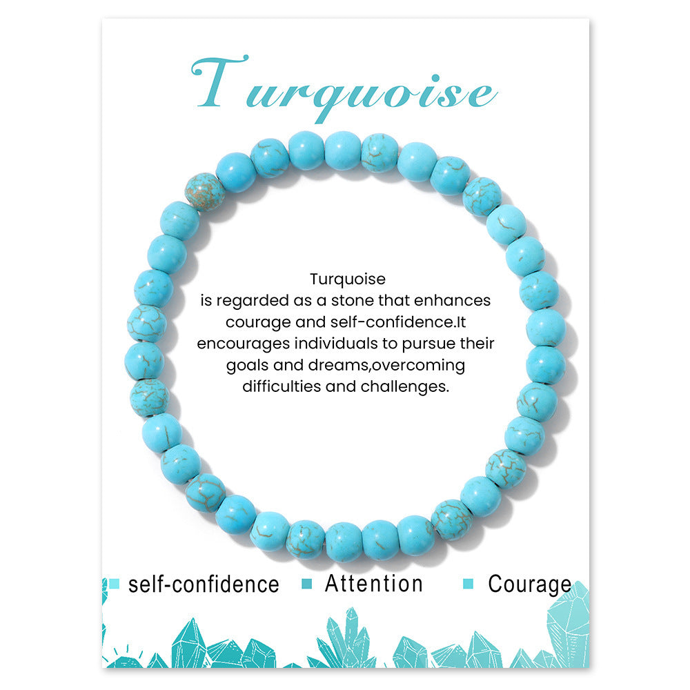 6mm Natural Crystal Beaded Bracelet Unisex Elastic Stretch Bangle