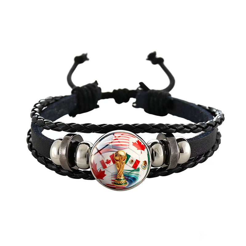 Sporty Geometric Braided Leather Bracelet Unisex Adjustable Hand Rope