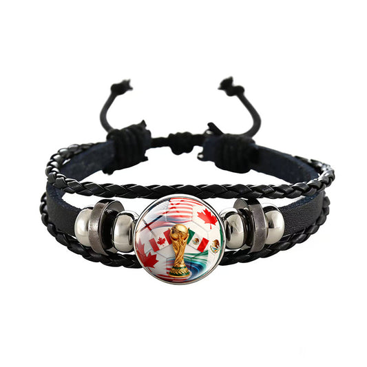 Pulsera deportiva de cuero trenzado geométrico, ajustable, unisex