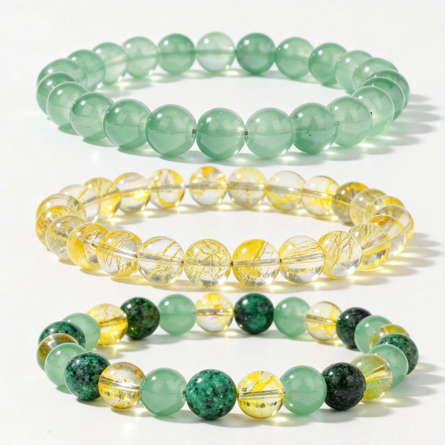 Minimalist Natural Stone Round Beaded Bracelet Set Unisex Handmade Jewelry