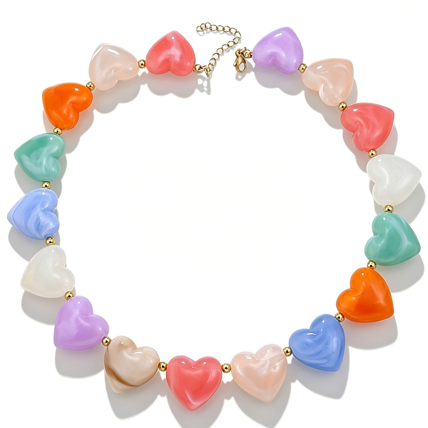 Bohemian Casual Heart Resin Pendant Necklace for Women