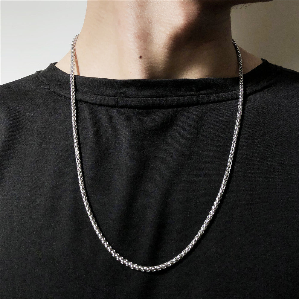 Hip-hop Minimalist Geometric Titanium Steel Singapore Chain Necklace Unisex