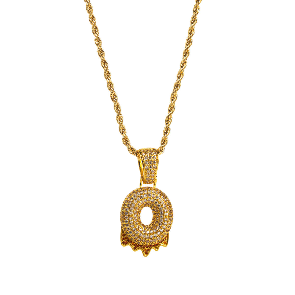 Collana con ciondolo a lettera "Sweet-Edgy" da donna in ottone con intarsio in zirconi cubici su catena a clavicola