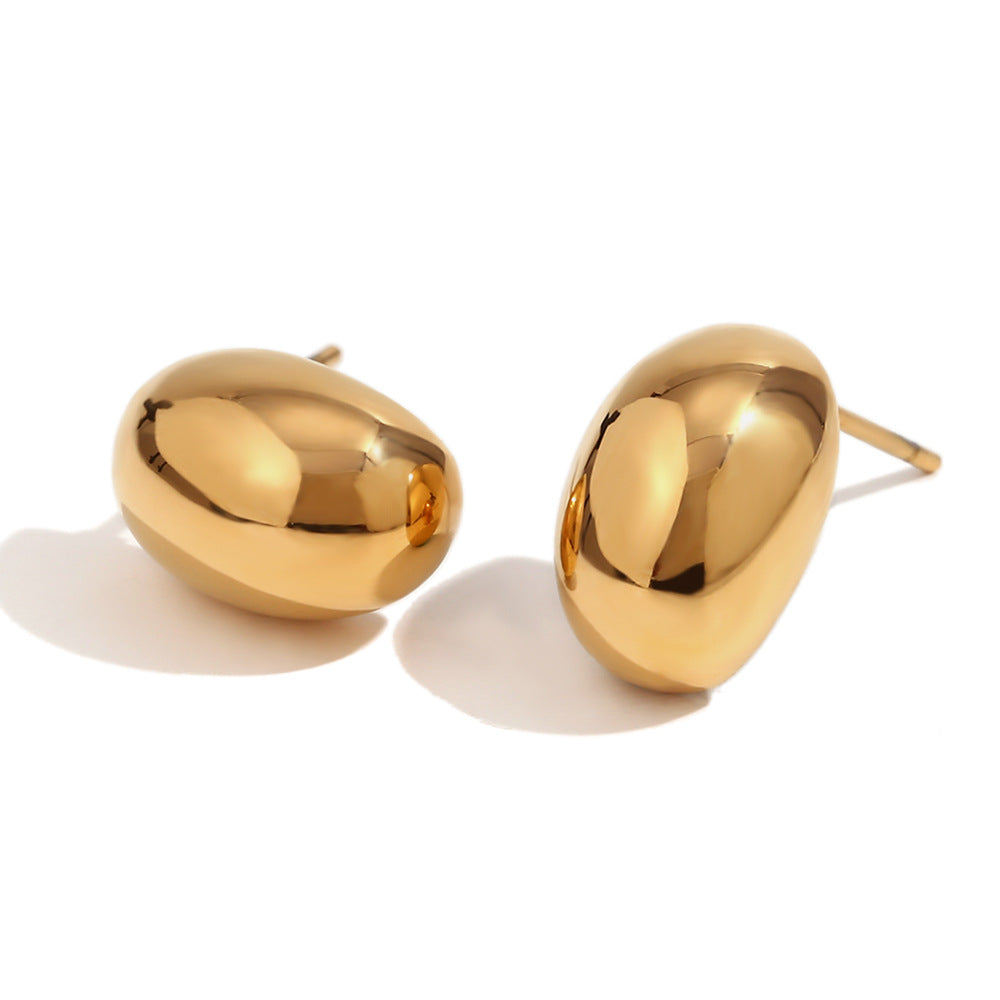 Minimalist Geometric Stainless Steel Earrings with 18K Gold Plating for Women
