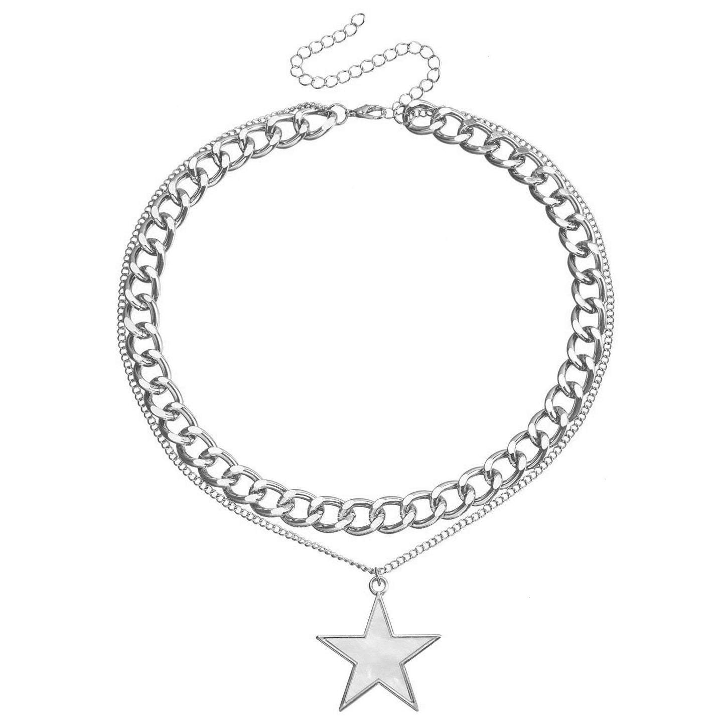 Elegant Two-Tier White Butterfly Alloy Necklace for Women with Plated Metal Finish and Clavicle Chain Style