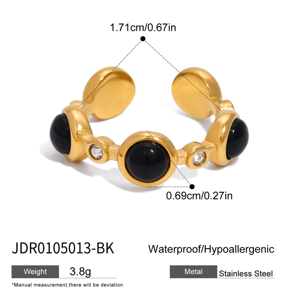 Anello geometrico in acciaio al titanio con intarsio in strass per donna, gioielli di moda in acciaio inossidabile placcato
