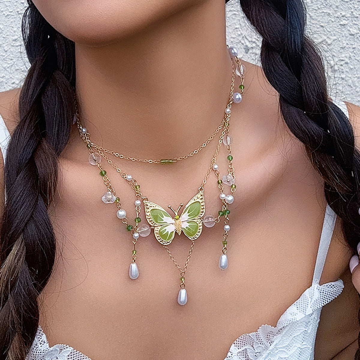 Minimalist Butterfly Choker Necklace for Women Alloy Pendant with Enamel Finish Geometric and Animal-Inspired Design Summer Dopamine Jewelry