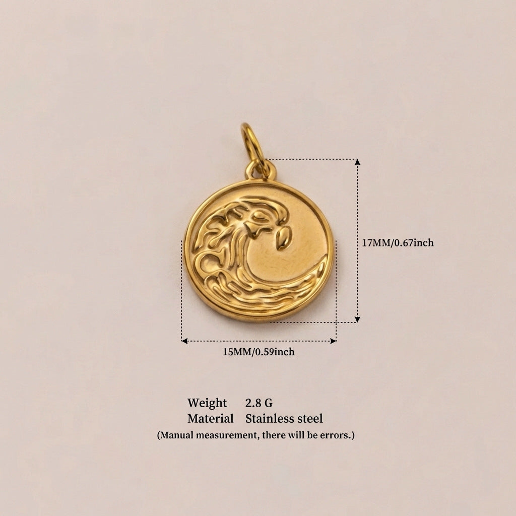 Colgante Vintage de Acero Inoxidable Bañado en Oro de 18K con Dije de Barra para Mujer