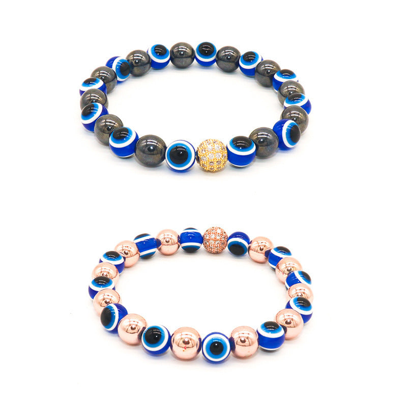 Geometric Obsidian Tiger Eye Beaded Bracelet Unisex Handmade Jewelry