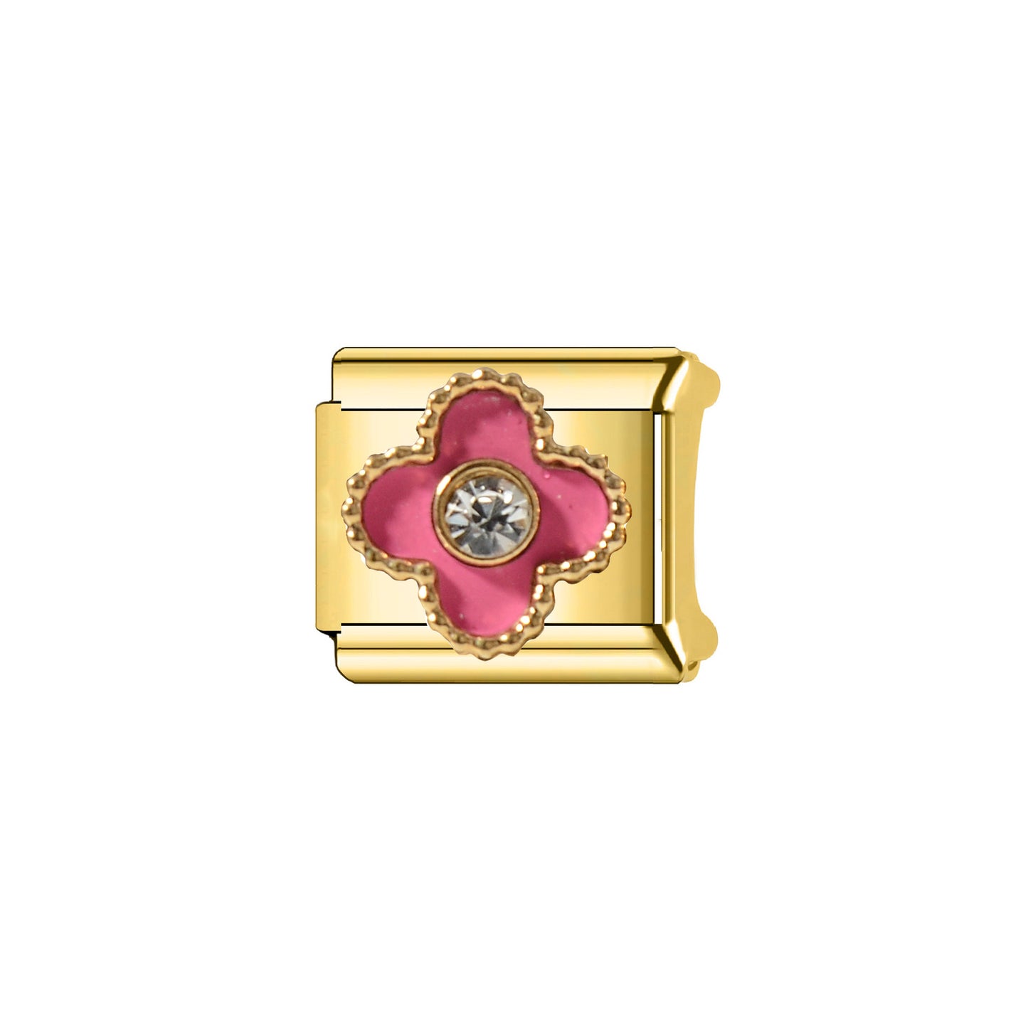 Bracciale modulare in acciaio inossidabile placcato con strass floreali dolci