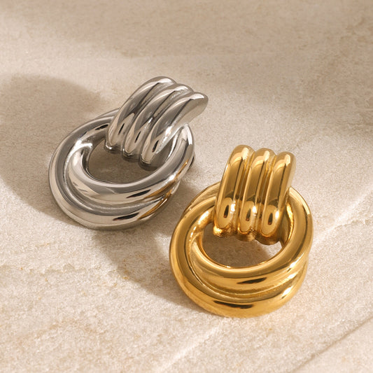 Broche minimalista geométrico de acero inoxidable para mujer con acabado chapado, elegante accesorio de ropa y alfiler de seguridad antideslizante