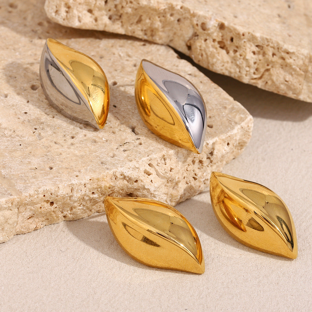 Orecchini da donna alla moda in acciaio inossidabile con geometria e placcatura in oro 18 carati