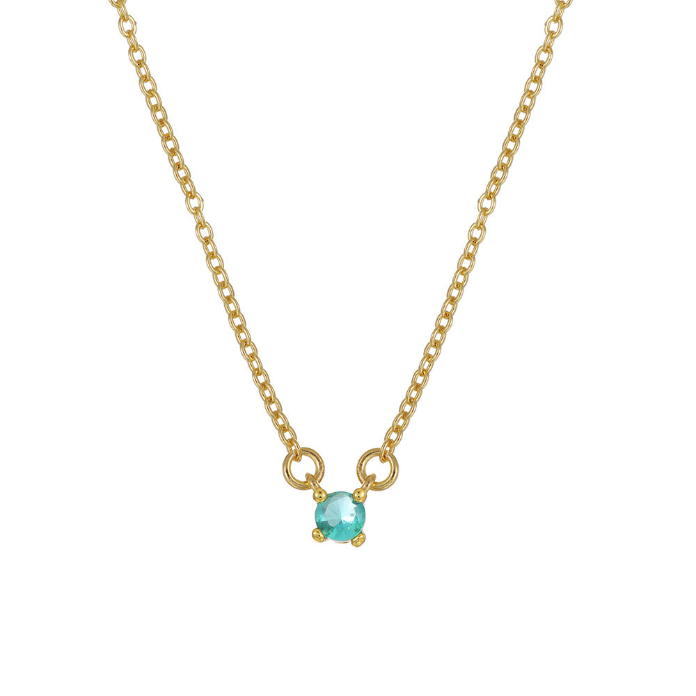 Collana alla moda in rame placcato oro con ciondoli in ametista, smeraldo e zircone, per donna