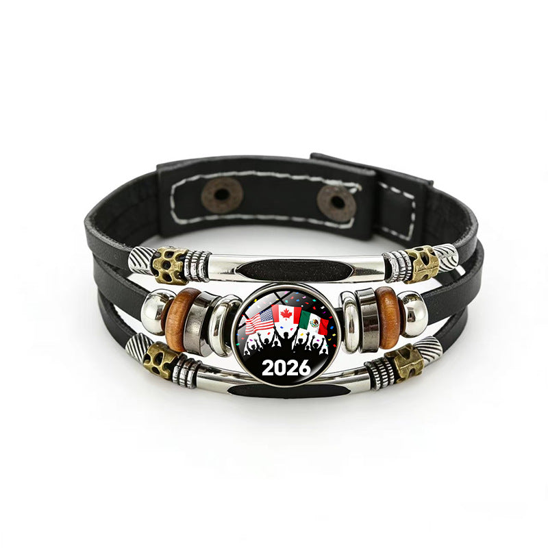 Bracciale in pelle placcato geometrico unisex