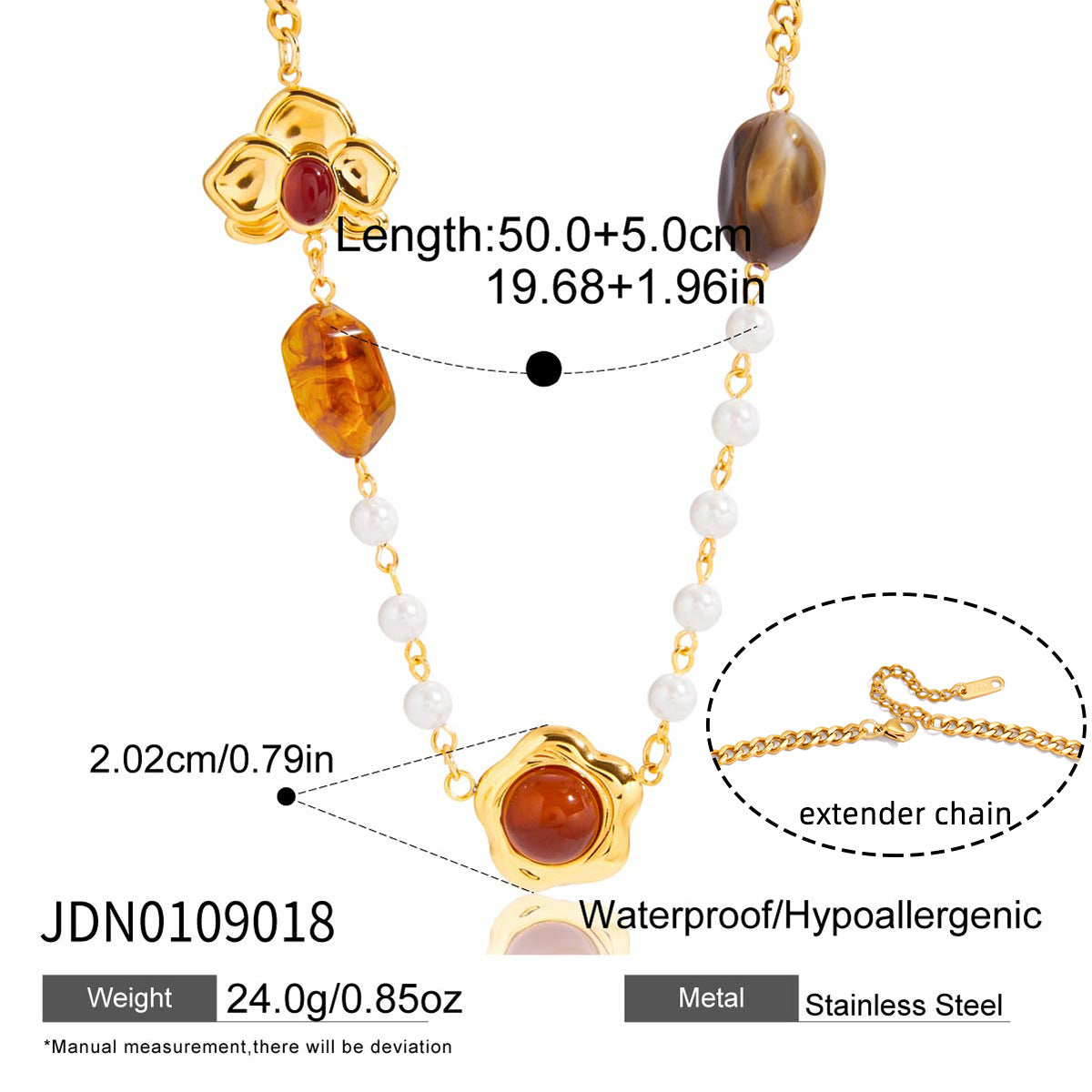 Collana con ciondolo geometrico artistico vintage in resina da donna con catena in acciaio inossidabile e finitura placcata