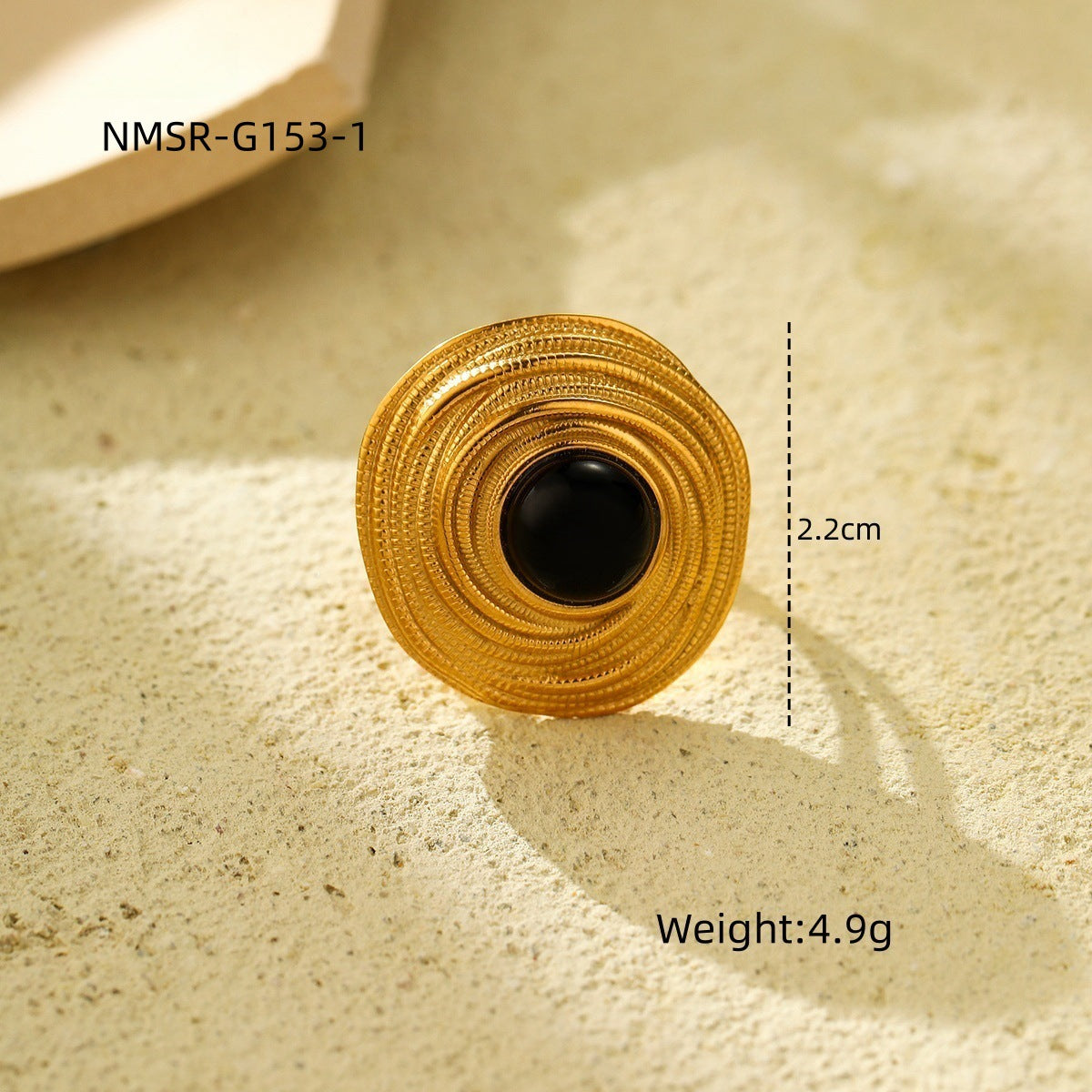 Anillo de lujo Ojo de Horus retro en acero inoxidable con acabado chapado para mujer, diseño de banda abierta geométrica