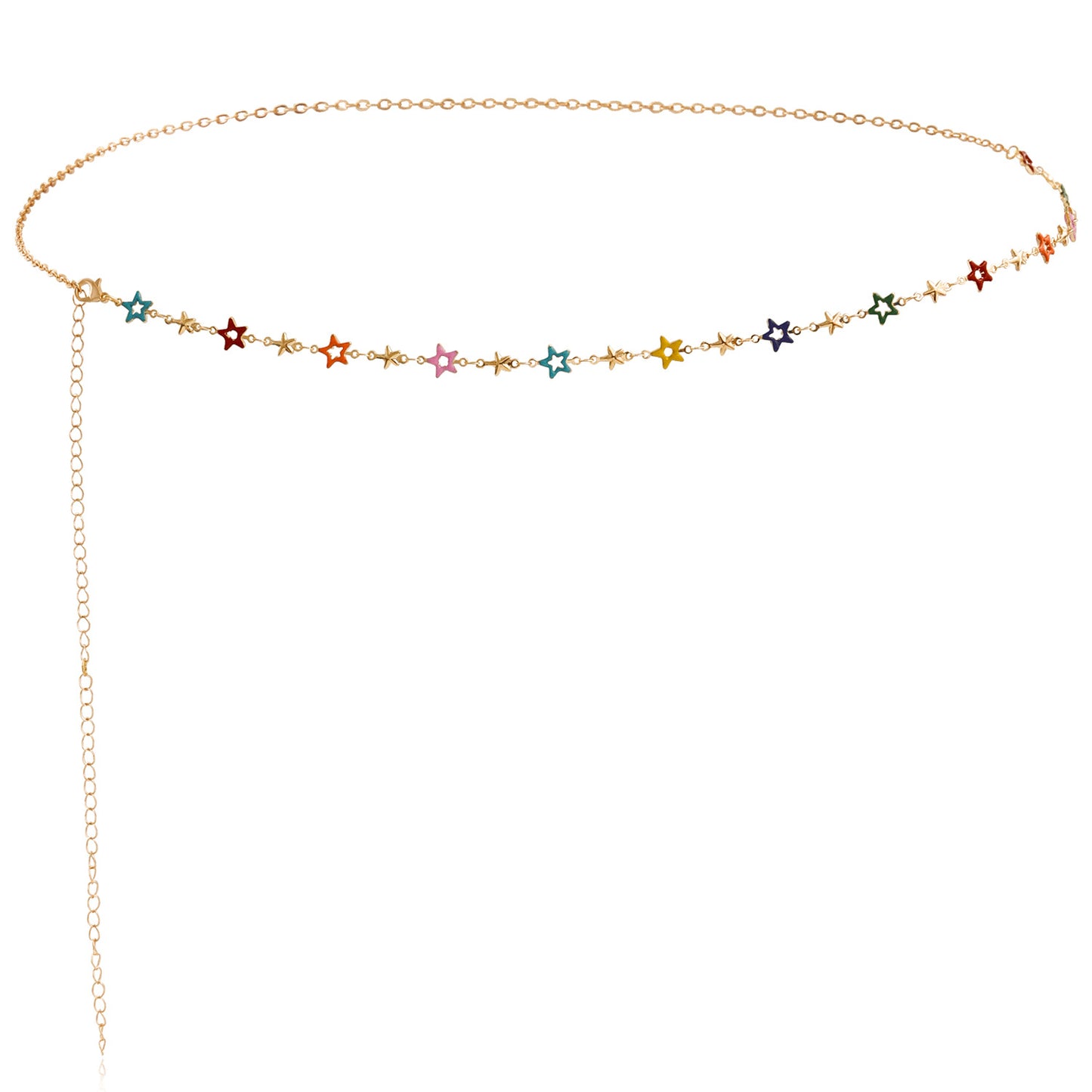 Punk Style Geometric Star and Lips Shaped Metal Waist Chain for Women with Enamel Finish