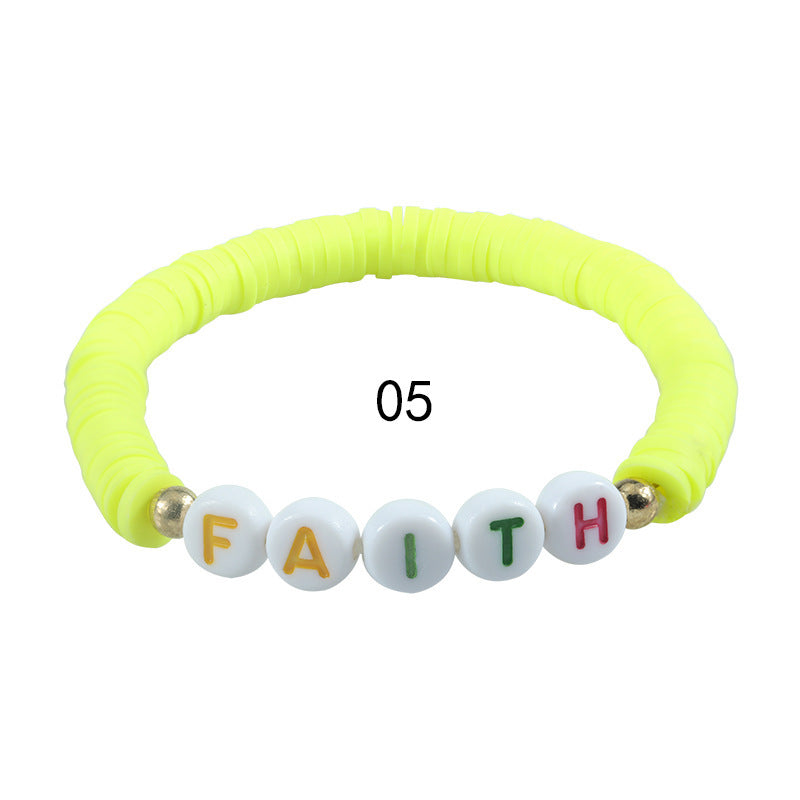 Sweet Letter Resin Beaded Stretch Bracelet Unisex