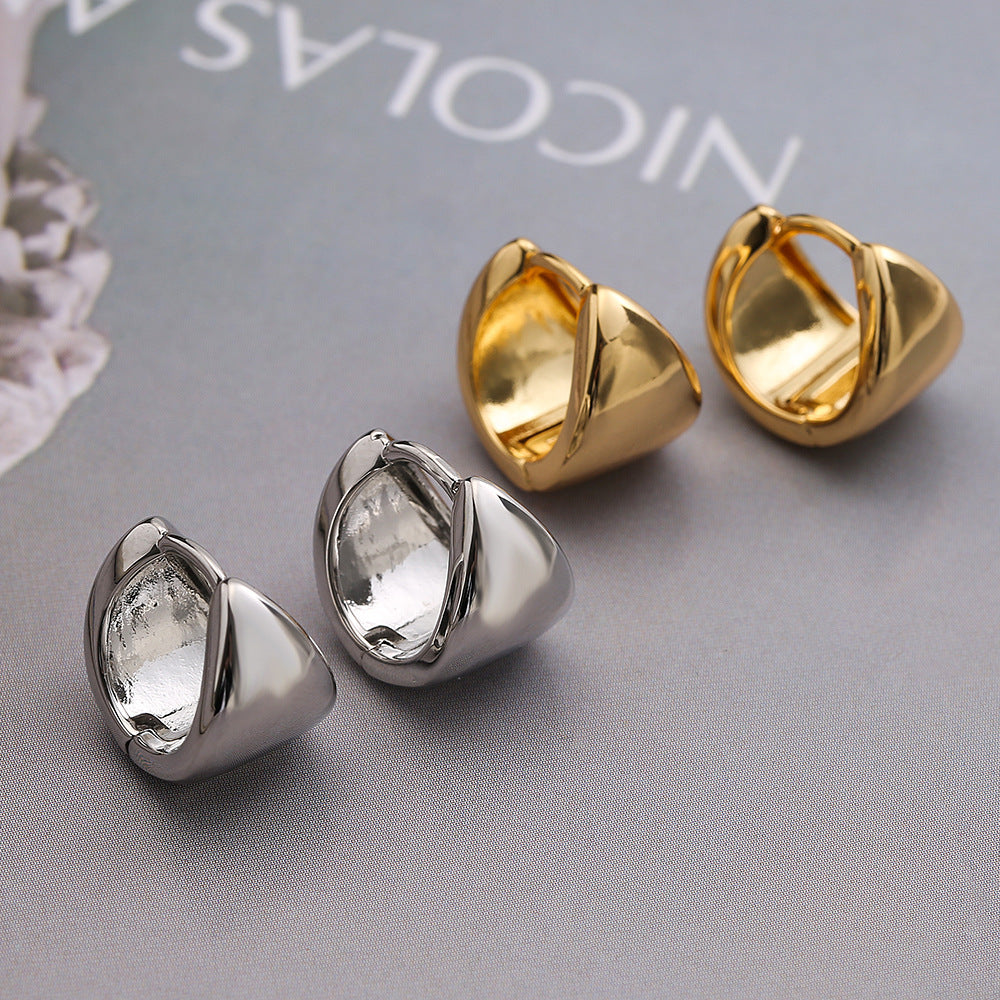 Orecchini a Cerchio Geometrici Minimalisti in Rame Placcato Oro da Donna