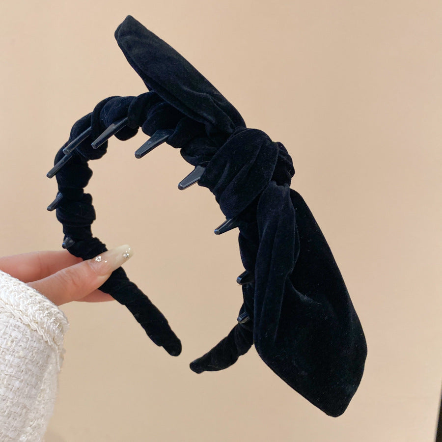 Diadema de perlas minimalista para mujer con estilo retro de otoño e invierno, diadema de tela redonda para peinado de corona alta, accesorio elegante para uso diario en la oficina