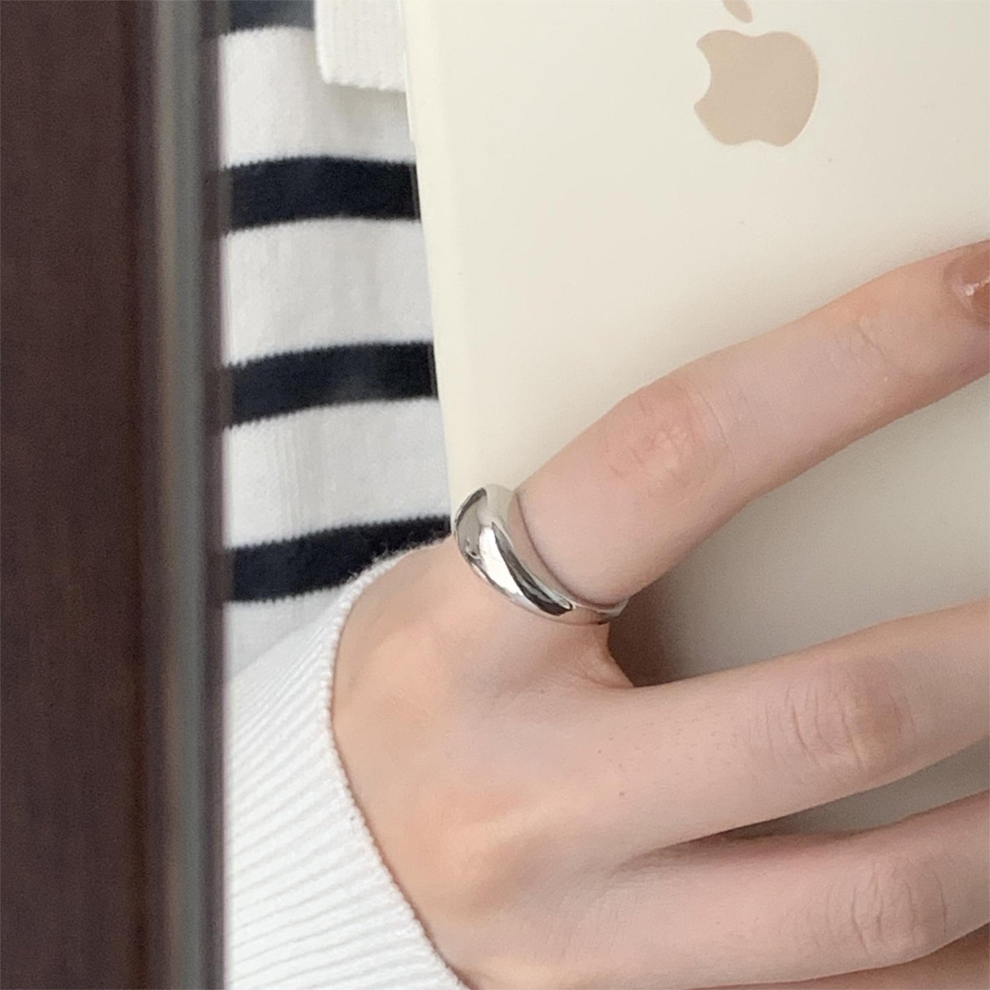 Sweet 925 Sterling Silver Teardrop Geometric Inlay Ring for Women