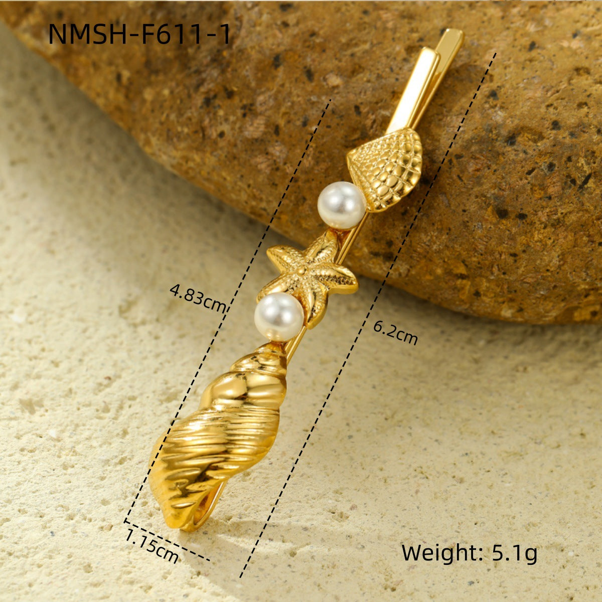 Fashionable Minimalist Shell-Shaped Stainless Steel Hair Clip with Pearl Inlay for Women
